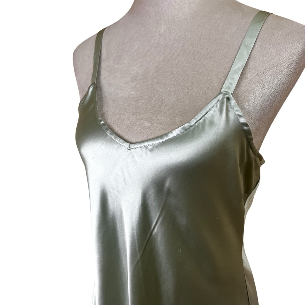 Vintage 90s 100% Silk Slip Maxi Dress | Pistachio Celery Green | Size L | Tweeds - Picture 4 of 12